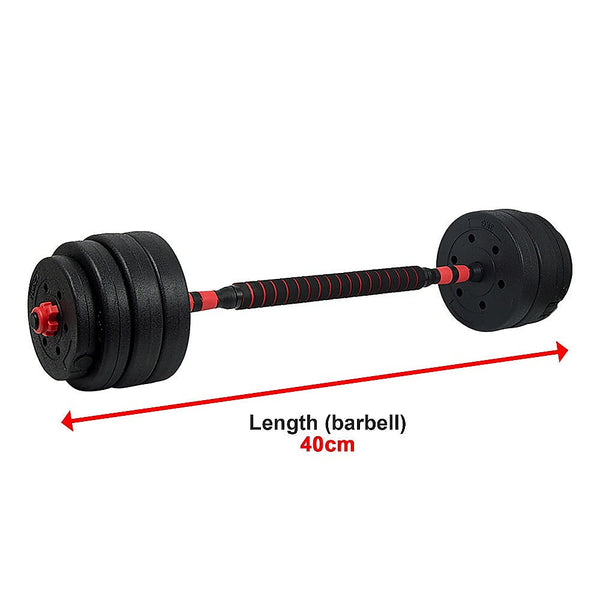 40Kg Rubber Dumbbell Set Barbell Home Gym Exercise Weights Dumbbells