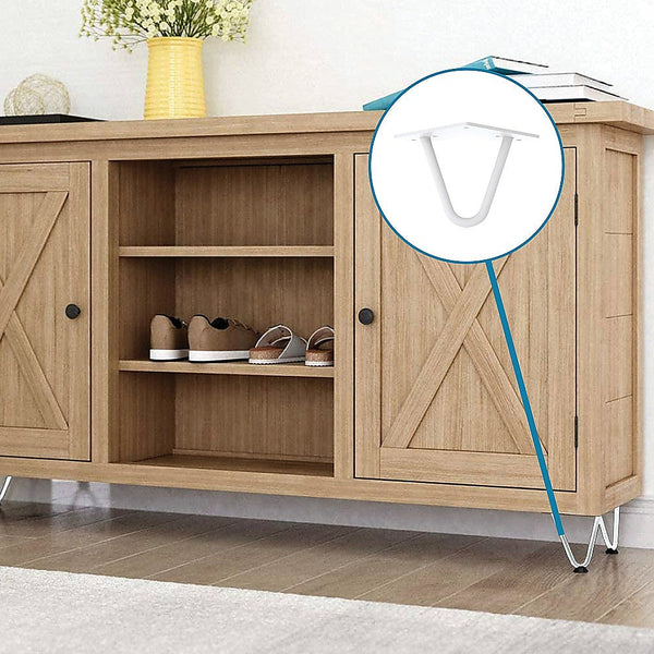 Della Francesca Set Of 4 Retro Hairpin Table Legs 12Mm Steel Bench Desk 11Cm White Tables