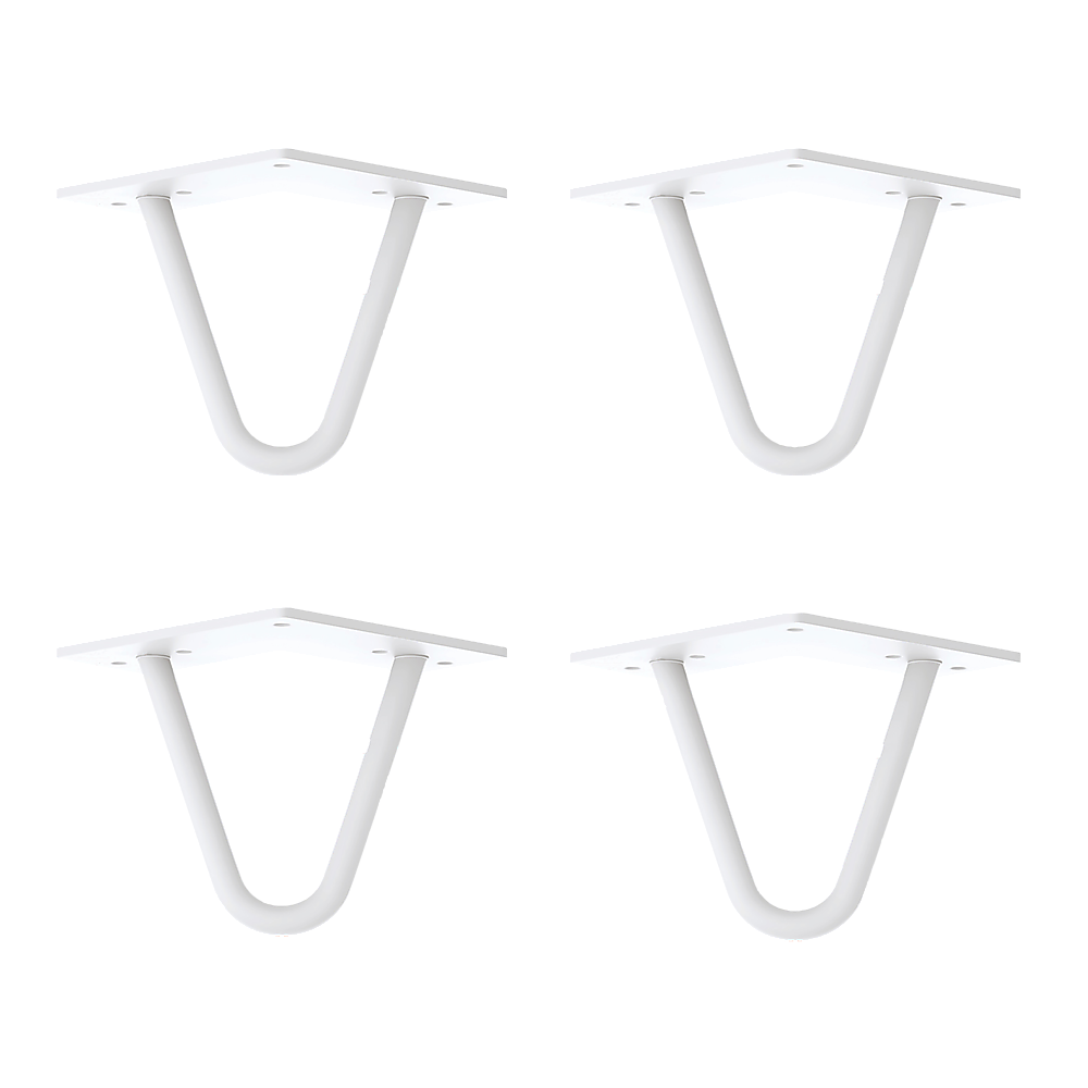 Della Francesca Set Of 4 Retro Hairpin Table Legs 12Mm Steel Bench Desk 11Cm White Tables