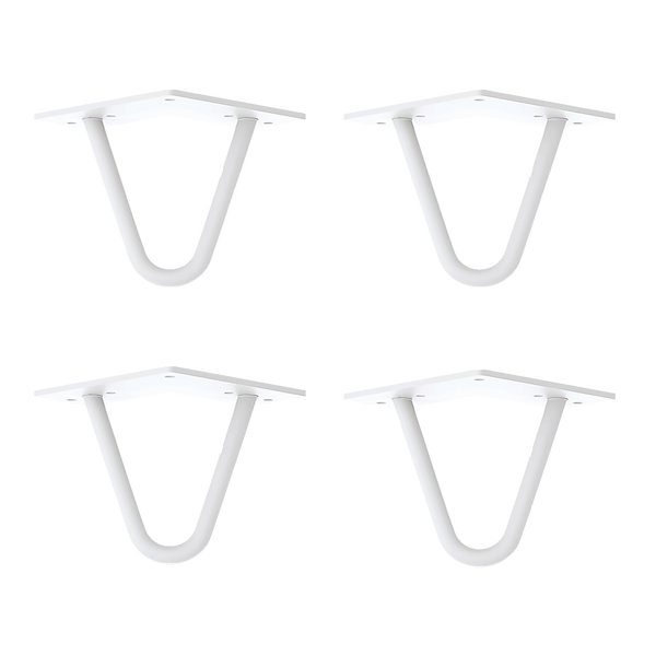Della Francesca Set Of 4 Retro Hairpin Table Legs 12Mm Steel Bench Desk 11Cm White Tables