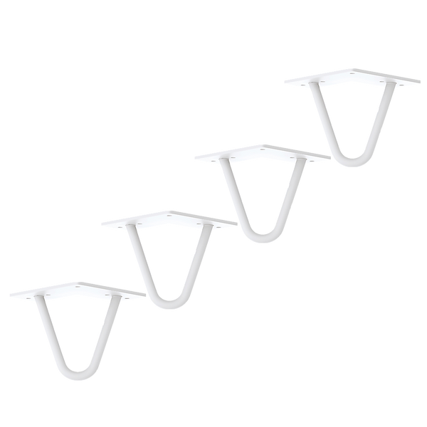 Della Francesca Set Of 4 Retro Hairpin Table Legs 12Mm Steel Bench Desk 11Cm White Tables