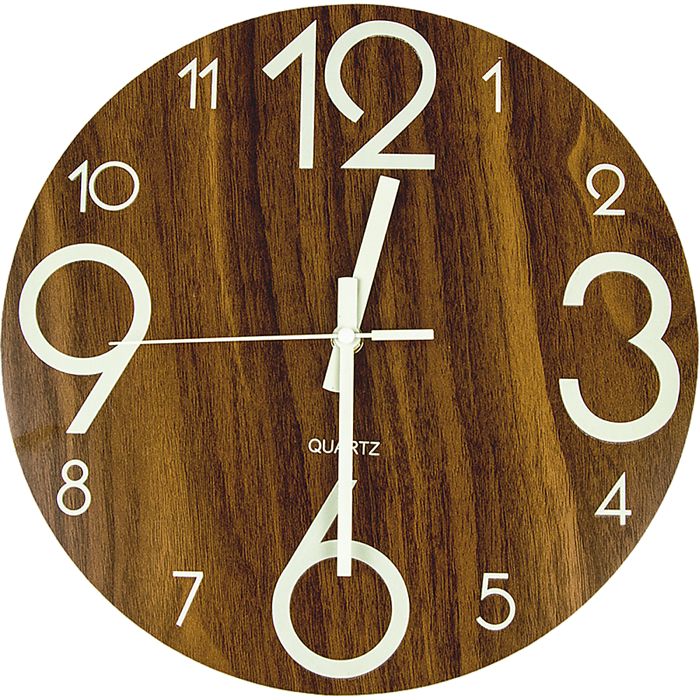 Glow In Dark Wall Clock Luminous Quartz Quiet Wooden Home Decor 30Cm Wall Clocks