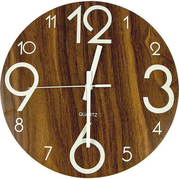 Glow In Dark Wall Clock Luminous Quartz Quiet Wooden Home Decor 30Cm Wall Clocks