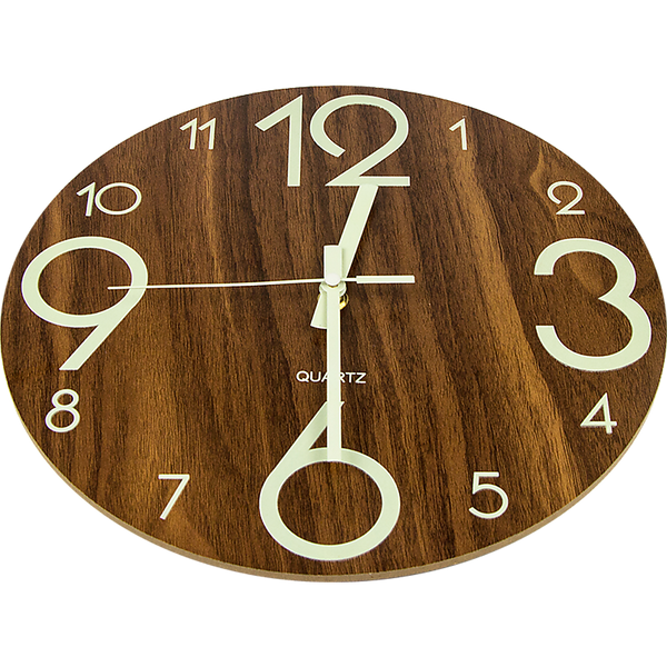 Glow In Dark Wall Clock Luminous Quartz Quiet Wooden Home Decor 30Cm Wall Clocks