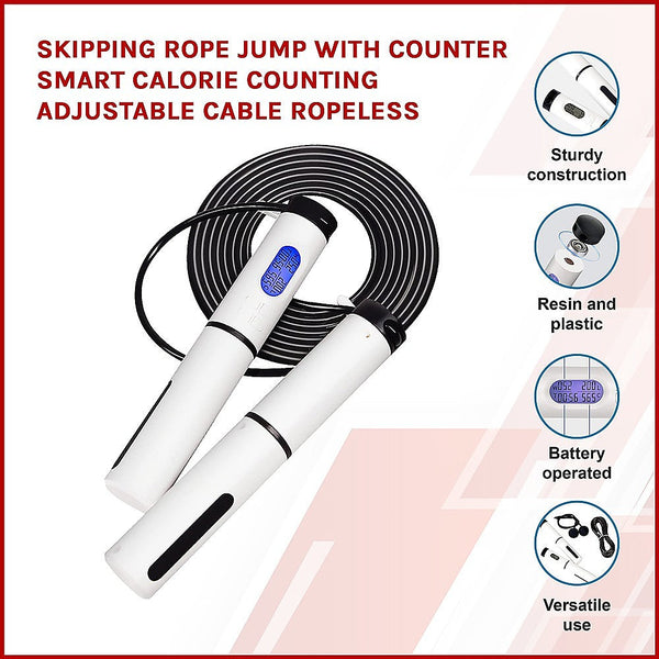 Randy & Travis Machinery Skipping Rope Jump With Counter Smart Calorie Counting Adjustable Cable Ropeless Skip Jump Ropes