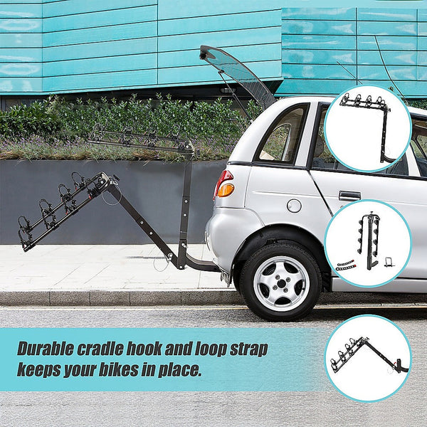 Randy & Travis Machinery Premium 4 Bike Carrier Rack Hitch Mount Swing Down Bicycle W/ 2" Receiver Car Racks