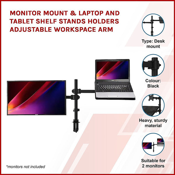 Randy & Travis Machinery Monitor Mount Laptop And Tablet Shelf Stands Holders Workspace Arm Monitor Mounts & Stands