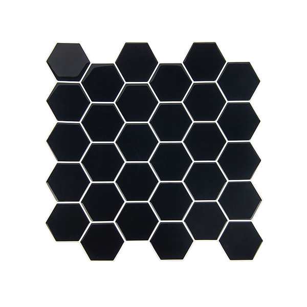 Randy & Travis Machinery Tiles 3D Peel And Stick Wall Hexagonal Mosaic Black 10 Sheets Wall Stickers