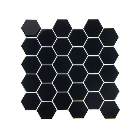 Randy & Travis Machinery Tiles 3D Peel And Stick Wall Hexagonal Mosaic Black 10 Sheets Wall Stickers