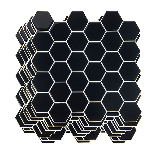Randy & Travis Machinery Tiles 3D Peel And Stick Wall Hexagonal Mosaic Black 10 Sheets Wall Stickers