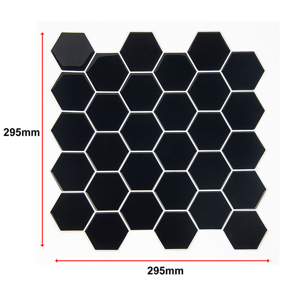 Randy & Travis Machinery Tiles 3D Peel And Stick Wall Hexagonal Mosaic Black 10 Sheets Wall Stickers