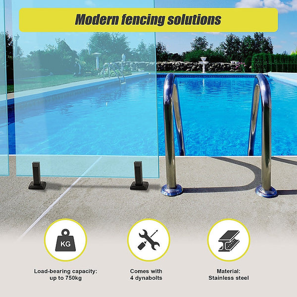 Bariloche Balustrade Black Glass Clamp 304 Stainless Spigot Pool Fencing Fence Pool Equipment Parts