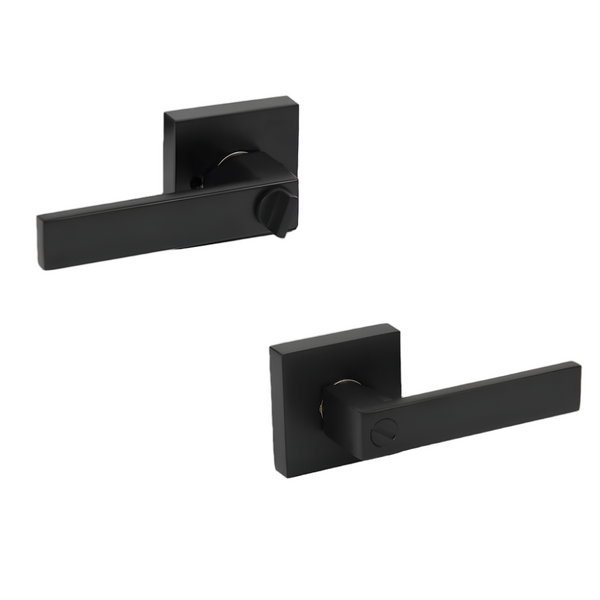 Door Handle Set Lever Privacy Function Square Black Door Locks & Lock Mechanisms