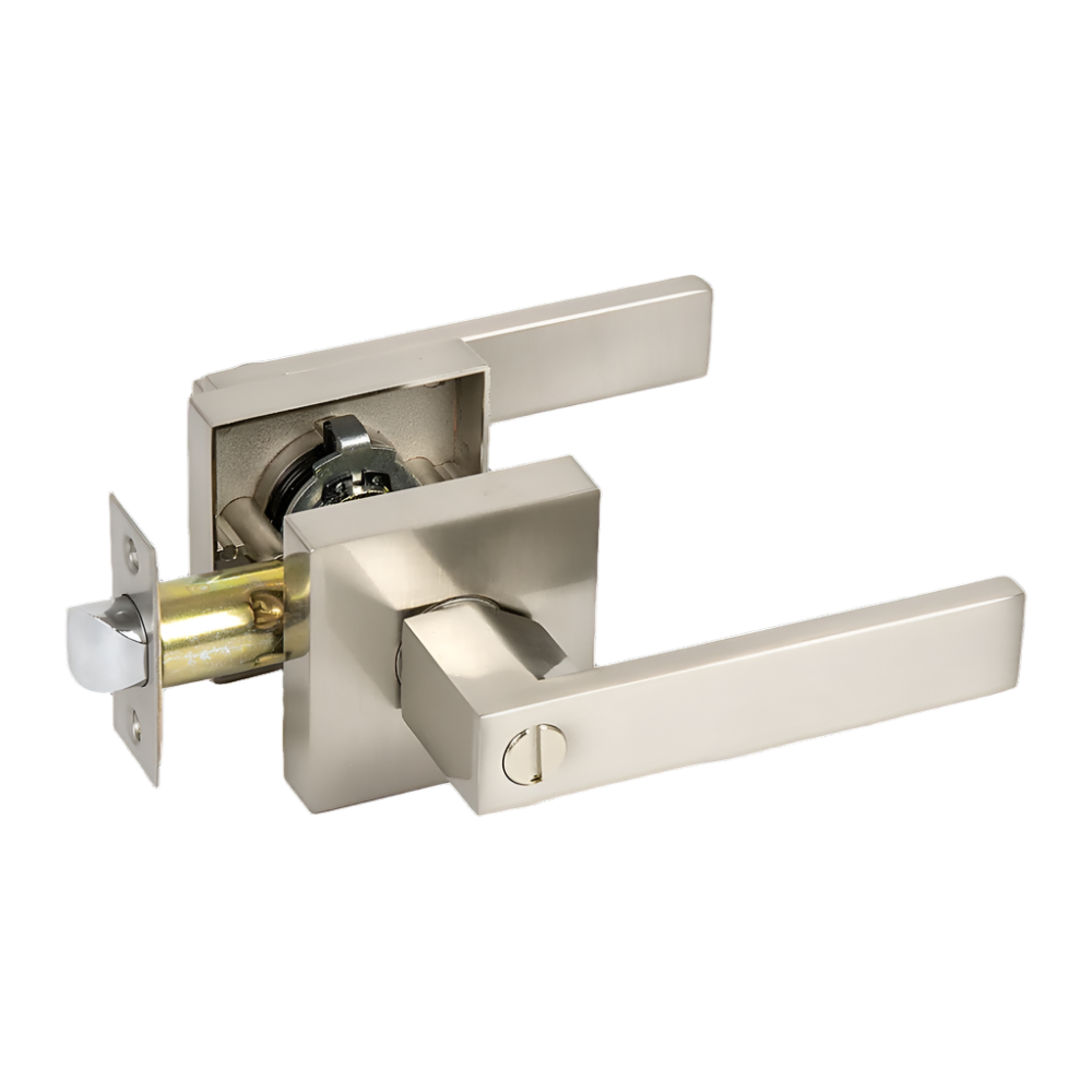 Randy & Travis Machinery Door Handle Set Lever Privacy Function Square Satin Nickel Door Locks & Lock Mechanisms