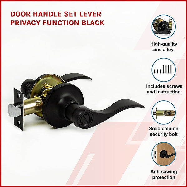 Door Handle Set Lever Privacy Function Black Door Locks & Lock Mechanisms