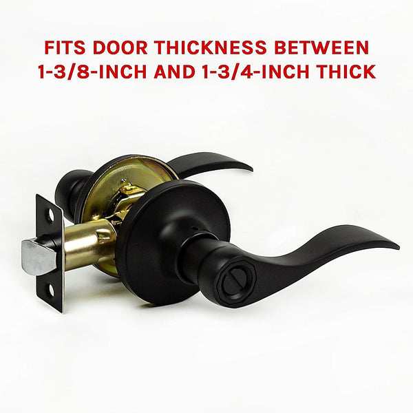 Door Handle Set Lever Privacy Function Black Door Locks & Lock Mechanisms