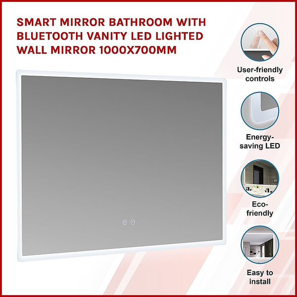 Della Francesca Smart Mirror Bathroom Vanity Led Lighted Wall 1000X700mm Mirrors