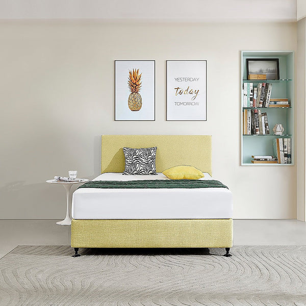 Palermo Linen Fabric Double Bed Deluxe Headboard Bedhead Sulfur Yellow Headboards & Footboards