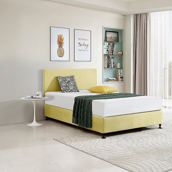 Palermo Linen Fabric Double Bed Deluxe Headboard Bedhead Sulfur Yellow Headboards & Footboards