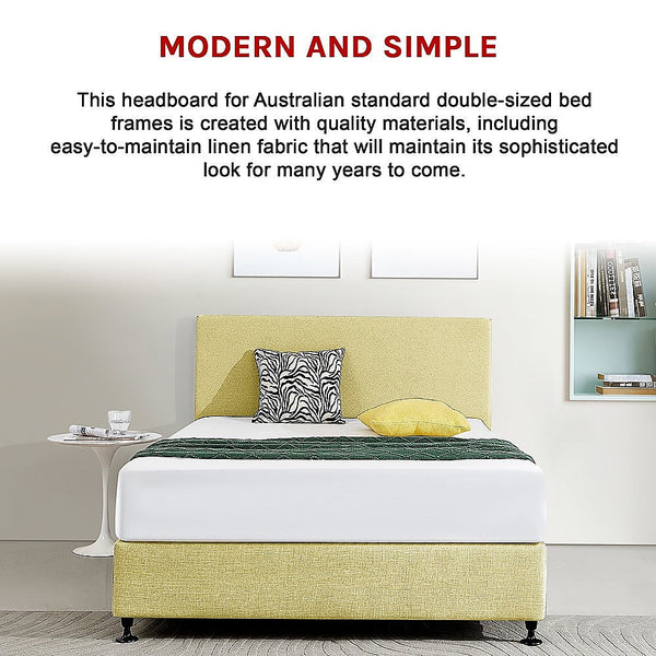 Palermo Linen Fabric Double Bed Deluxe Headboard Bedhead Sulfur Yellow Headboards & Footboards