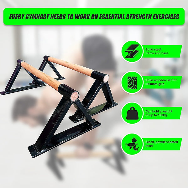 Randy & Travis Machinery Premium Parallette Pair Gymnastics Push Up Bars Push Up Stands