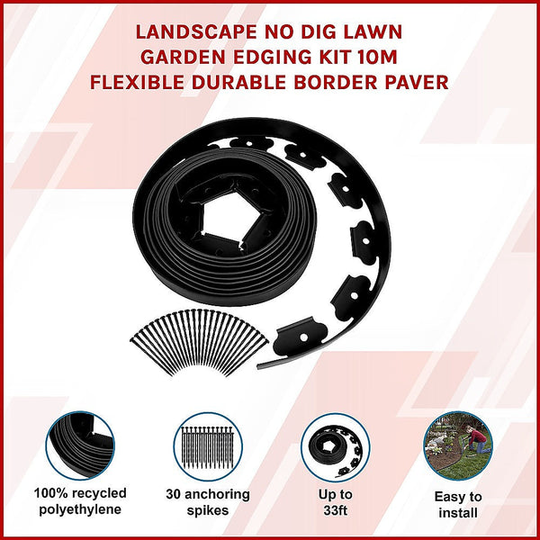 Randy & Travis Machinery Landscape No Dig Lawn Garden Edging Kit 10M Flexible Durable Border Paver Manual Edgers