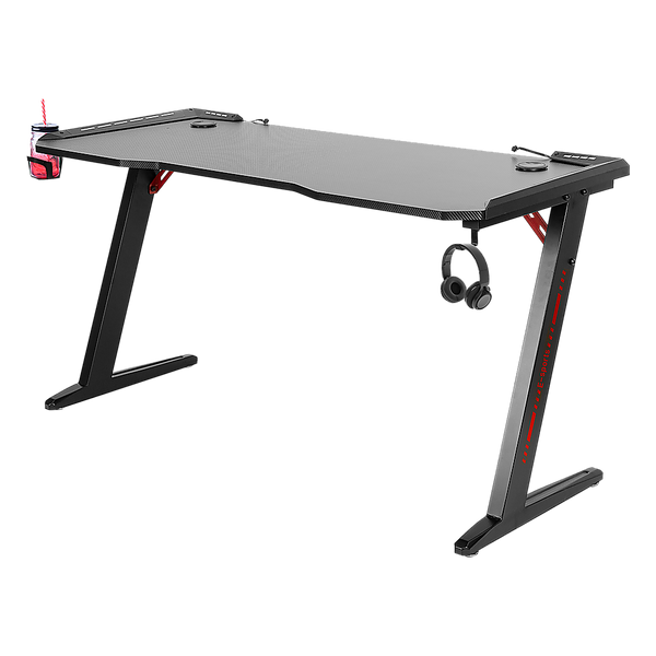 Randy & Travis Machinery Led Gaming Desk Computer Table With Cup Holder Headphone Hook Cable Hole Home Office Desks