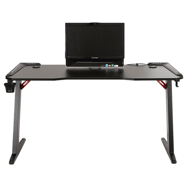 Randy & Travis Machinery Led Gaming Desk Computer Table With Cup Holder Headphone Hook Cable Hole Home Office Desks