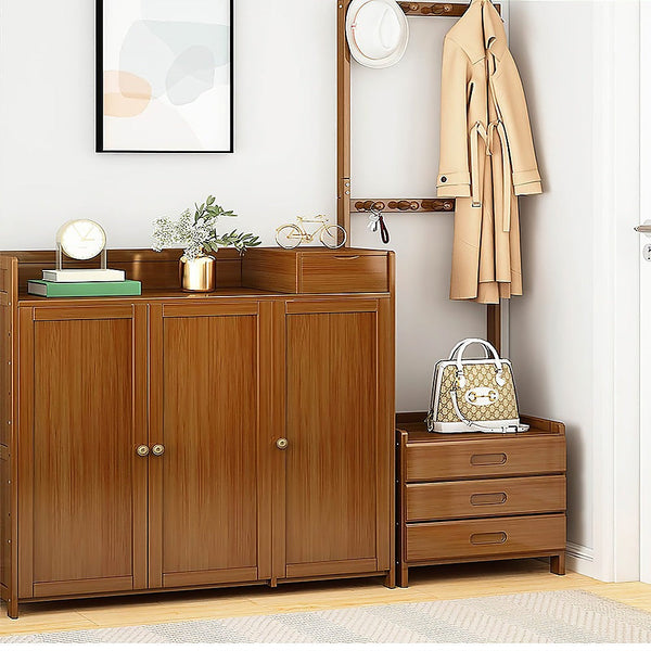 Randy & Travis Machinery Wooden Hall Stand Modern Style Minimalist Home Floor Coat Rack With Drawer Coat & Hat Racks