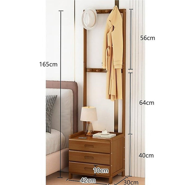 Randy & Travis Machinery Wooden Hall Stand Modern Style Minimalist Home Floor Coat Rack With Drawer Coat & Hat Racks