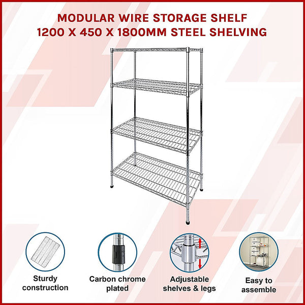 Palermo Modular Wire Storage Shelf 450 1800Mm Steel Shelving Wall Shelves