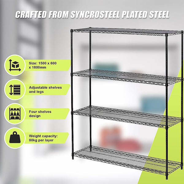 Palermo Modular Wire Storage Shelf 1500 X 600 1800Mm Steel Shelving Tool Shelving & Racking Systems