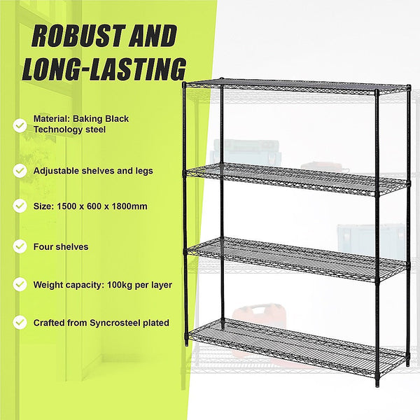 Palermo Modular Wire Storage Shelf 1500 X 600 1800Mm Steel Shelving Tool Shelving & Racking Systems