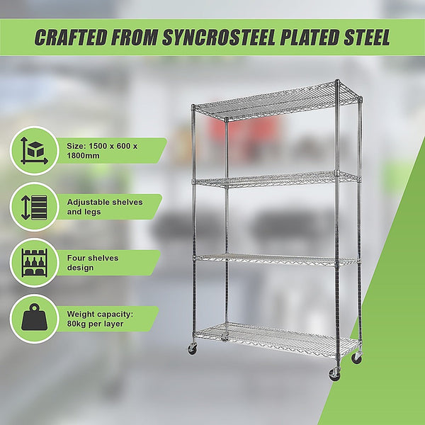 Palermo Modular Wire Storage Shelf 1500 X 600 1800Mm Steel Shelving Tool Shelving & Racking Systems