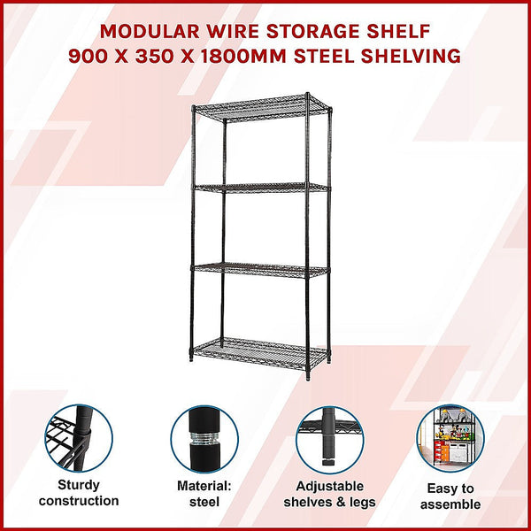 Palermo Modular Wire Storage Shelf 900 X 350 1800Mm Steel Shelving Tool Shelving & Racking Systems
