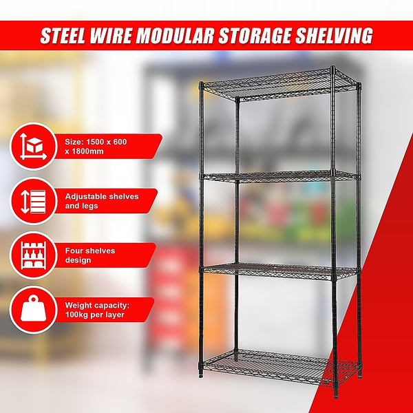 Palermo Modular Wire Storage Shelf 900 X 350 1800Mm Steel Shelving Tool Shelving & Racking Systems