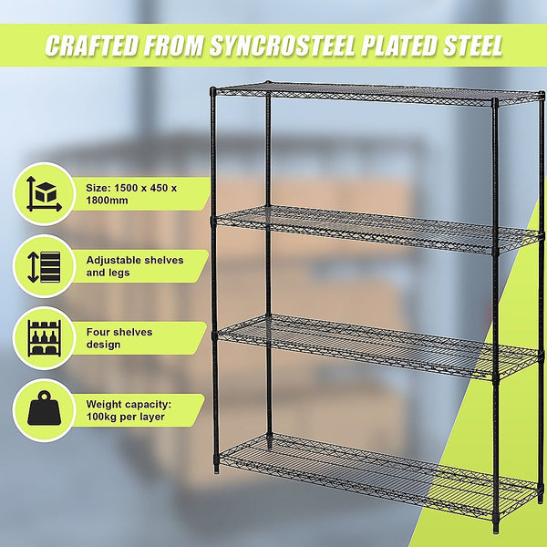 Palermo Modular Wire Storage Shelf 1500 X 450 1800Mm Steel Shelving Tool Shelving & Racking Systems