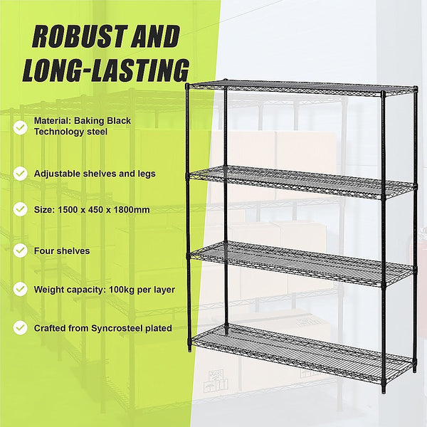 Palermo Modular Wire Storage Shelf 1500 X 450 1800Mm Steel Shelving Tool Shelving & Racking Systems