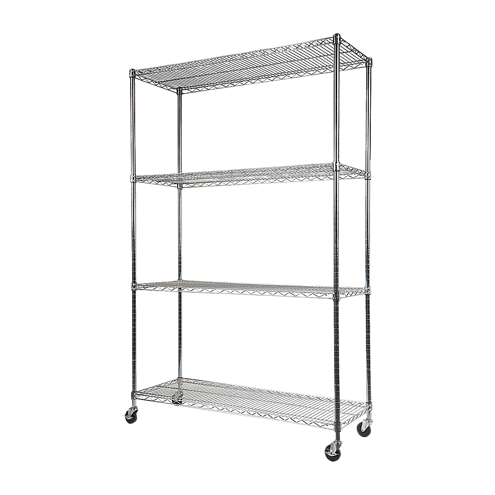 Palermo Modular Wire Storage Shelf 1500 X 450 1920Mm Steel Shelving With Wheels Wall Shelves