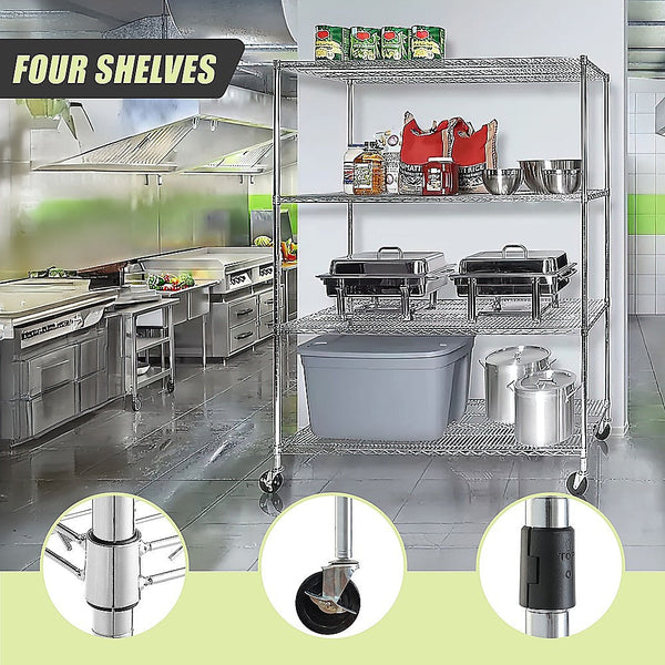 Palermo Modular Wire Storage Shelf 1500 X 450 1920Mm Steel Shelving With Wheels Wall Shelves