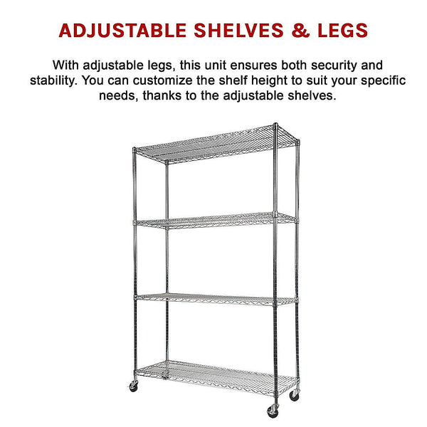 Palermo Modular Wire Storage Shelf 1500 X 450 1920Mm Steel Shelving With Wheels Wall Shelves