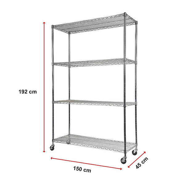 Palermo Modular Wire Storage Shelf 1500 X 450 1920Mm Steel Shelving With Wheels Wall Shelves