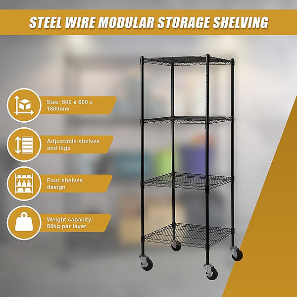 Palermo Modular Wire Storage Shelf 600 X 1800Mm Steel Shelving Wall Shelves