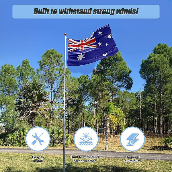 9.1M Kit Telescopic Heavy Duty 16 Gauge Aluminium With Flag Pole