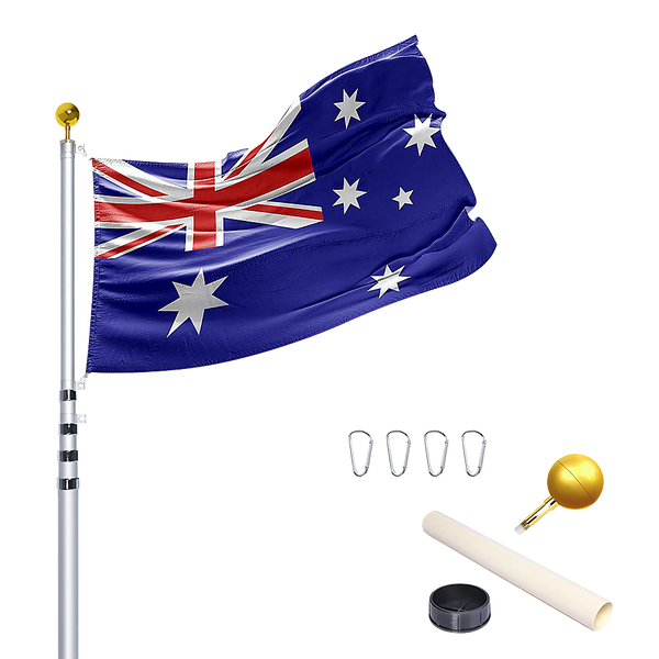 9.1M Kit Telescopic Heavy Duty 16 Gauge Aluminium With Flag Pole