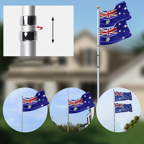 9.1M Kit Telescopic Heavy Duty 16 Gauge Aluminium With Flag Pole