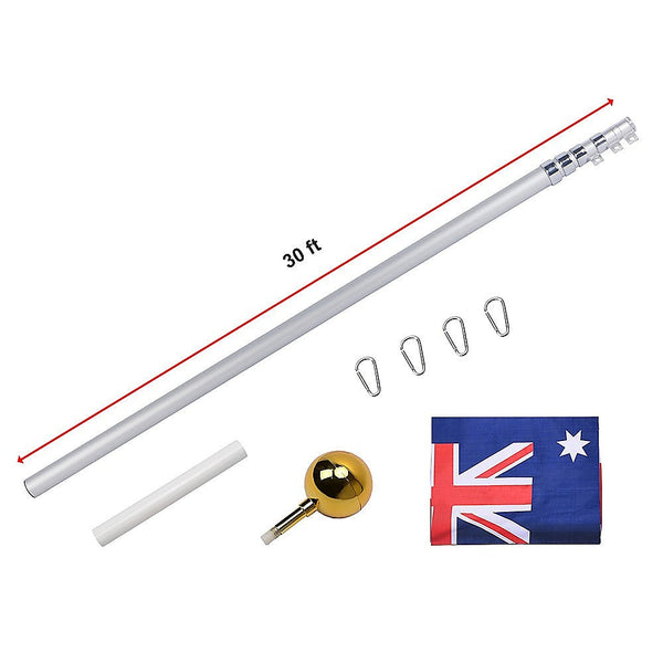 9.1M Kit Telescopic Heavy Duty 16 Gauge Aluminium With Flag Pole