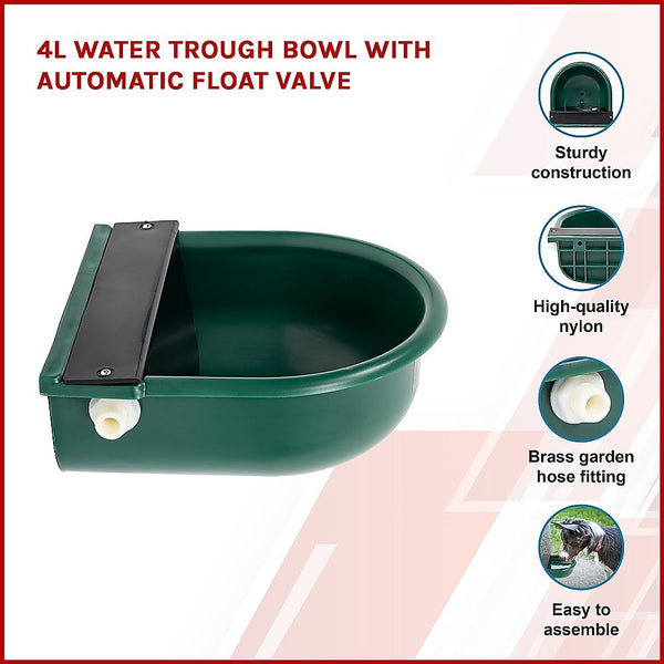 Randy & Travis Machinery 4L Water Trough Bowl With Automatic Float Valve Pet Chicken Supplies