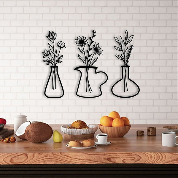 Randy & Travis Machinery Metal Iron Flower Vase Decoration Wall Art