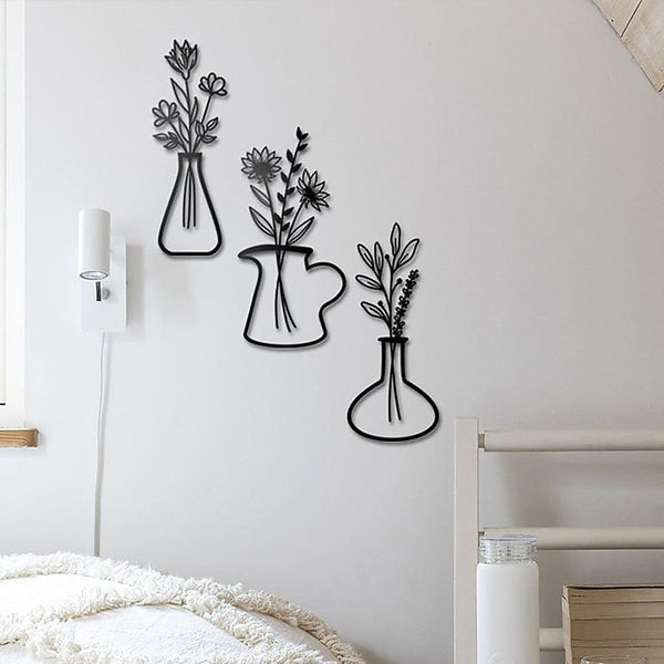 Randy & Travis Machinery Metal Iron Flower Vase Decoration Wall Art